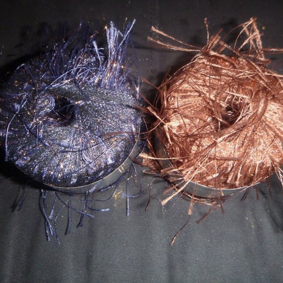 2 Balls Flutter Eyelash Style Yarn Colors Charcoal/Copper & Brown - 75 yds ea - Picture 2 of 2
